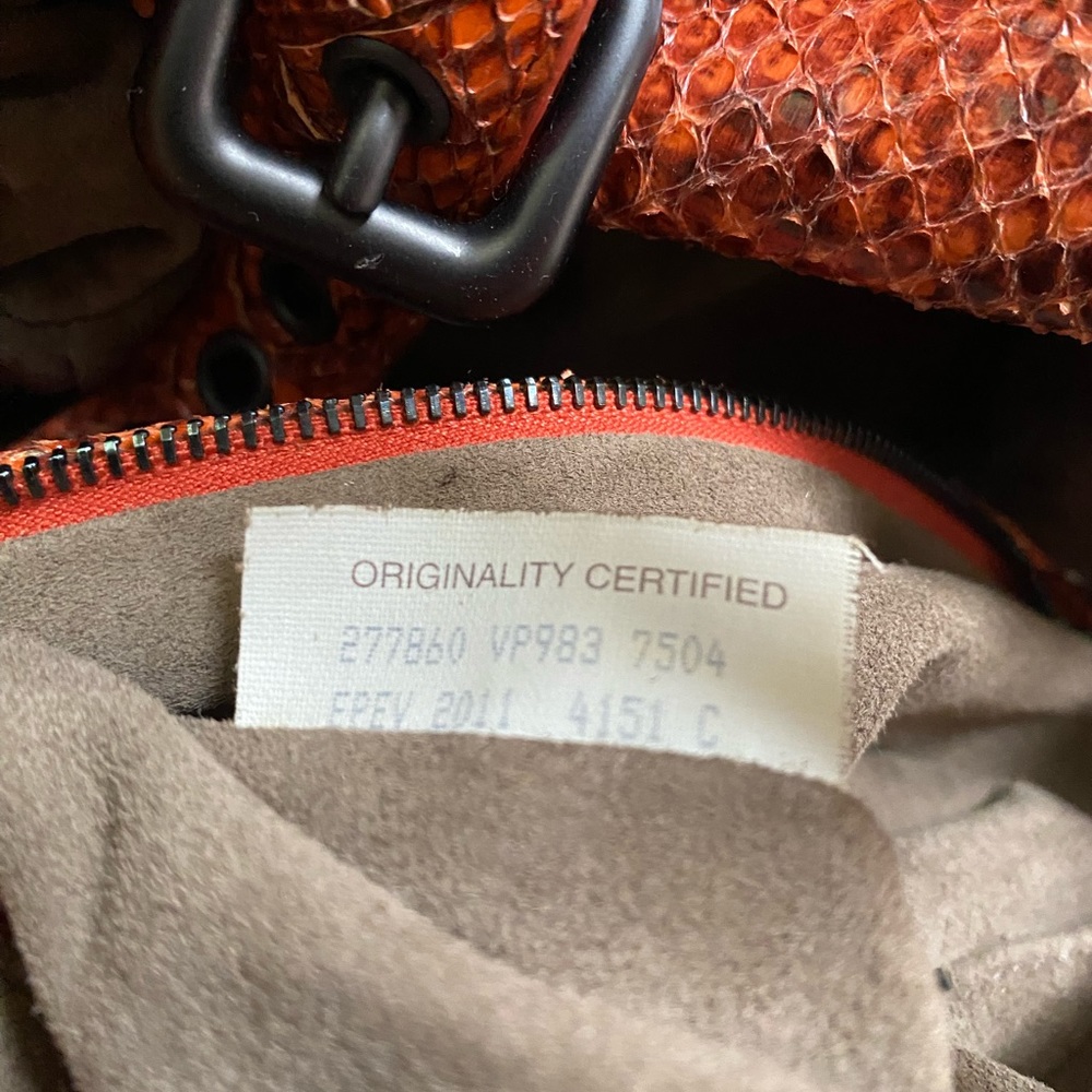 Bottega Veneta Python Skin Orange Leather Shoulde… - image 3